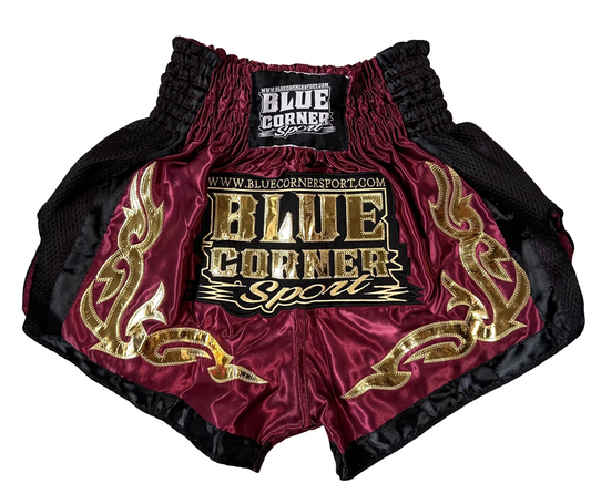 Blue Corner Sport 30 vuotta, satiiniset juhlashortsit viininpunainen/kulta!
