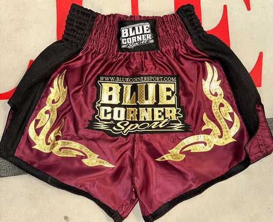 Blue Corner Sport 30 vuotta, satiiniset juhlashortsit viininpunainen/kulta!